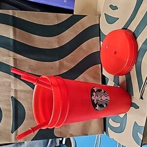 NEW Starbucks Cold Cups 24 oz. Red with glitter. Set of 3